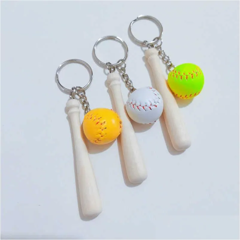 Kluczowe pierścionki 30pcs baseball baseball Mini drewniane breloczki breloczki dla dziewcząt w zespole sportowym sportowym biżuterią dostarczającą Dhqvi