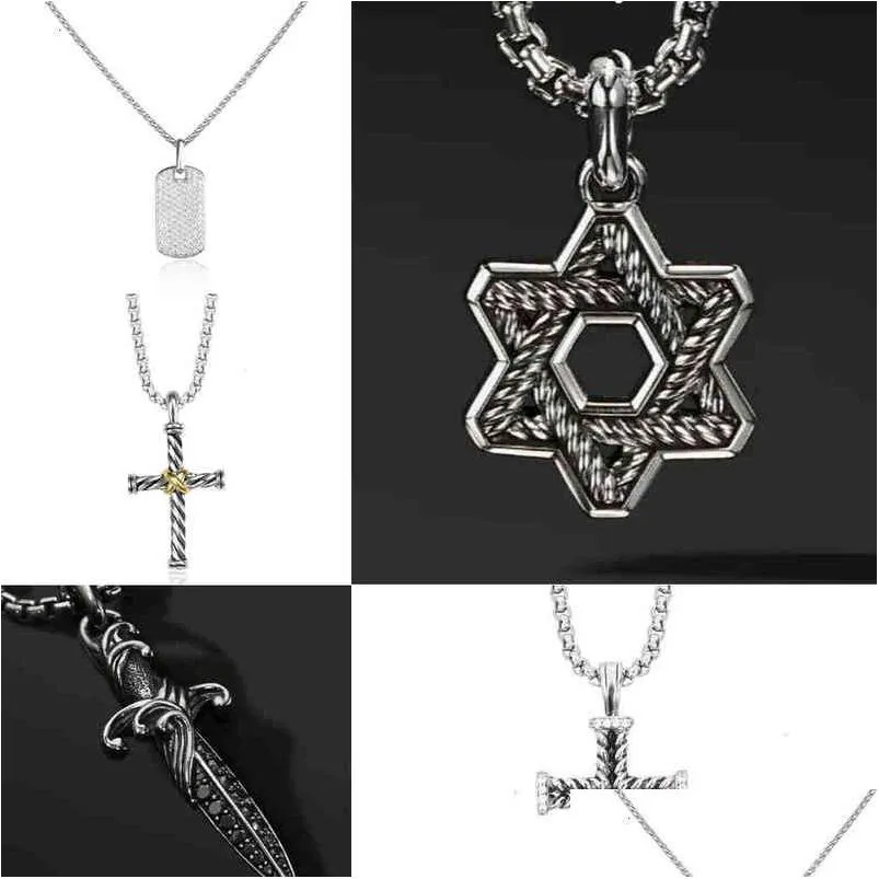 Pendentif Colliers Femme Dy Collier Ruban Bijoux Diamant Designer Bijoux Hommes Noir Onyx Petite Vintage Hip Hop Chaîne Pendentifs Ch Dh9Se