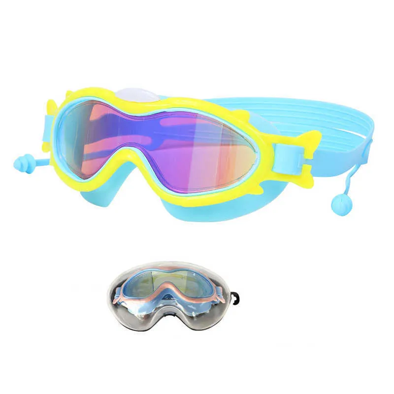 Enfants lunettes de natation étanche plongée surf lunettes de natation enfants lunettes de natation bouchon d'oreille réglable Anti-buée Protection UV