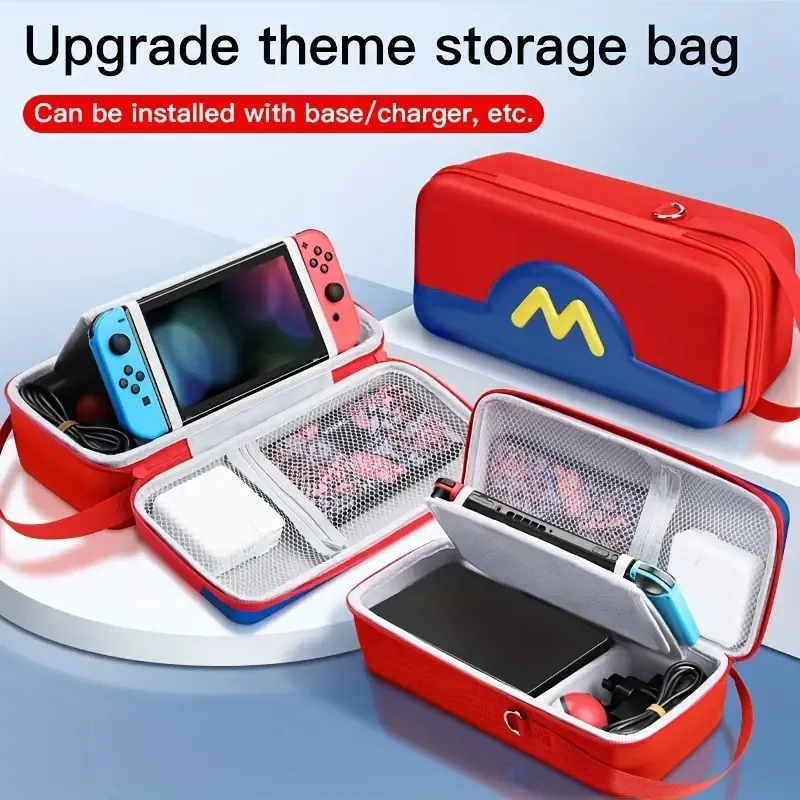 Per Nintendo Switch/Switch OLED Storage Bag, personalizzazione del tema, borsa per accessori per console di gioco di grande capacità, portatile impermeabile e anti-pressione