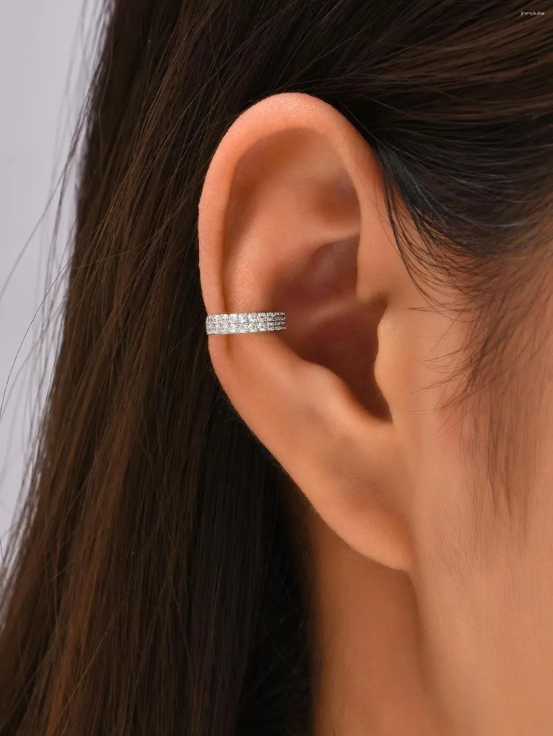 バックイヤリングJF2023オリジナルデザインファッショントレンドシンプルなマイクロインセットジルコン女性の耳の骨クリップの2列
