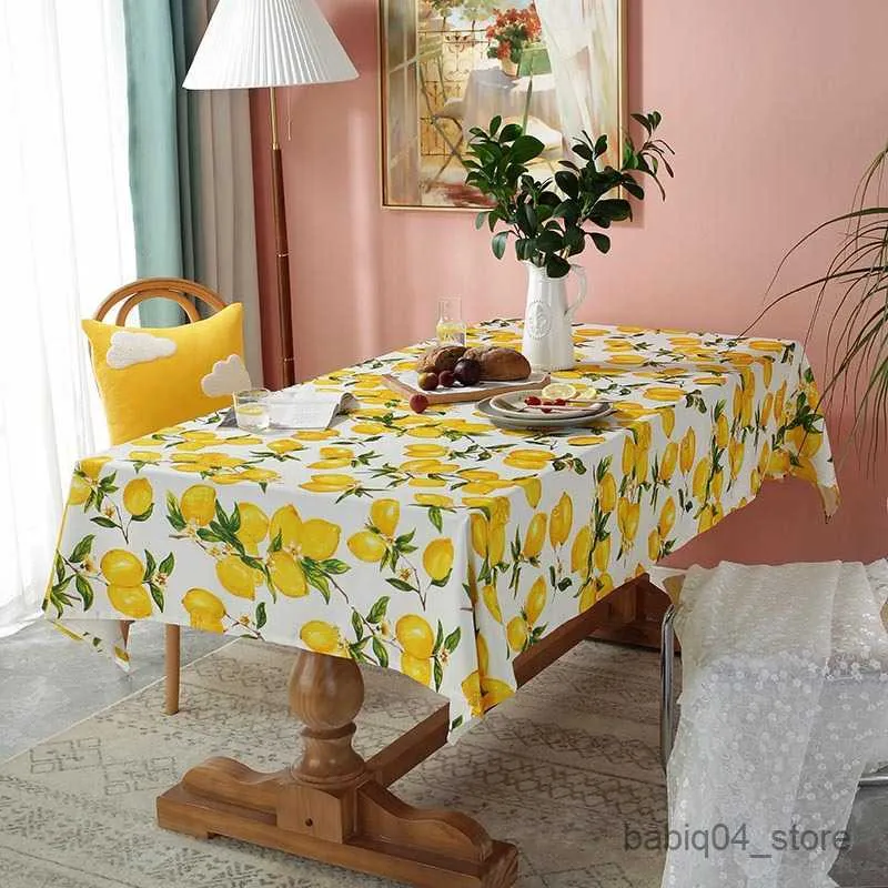 Toalha de mesa com estampa de limão retangular toalha de mesa para casa cozinha à prova de poeira toalha de mesa de café multifuncional festa de férias acessórios de casamento R230801