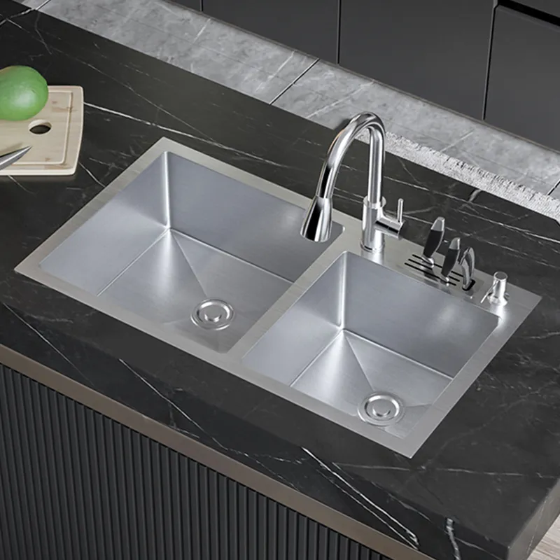 Large SUS304 Stainless Steel Kitchen Sink Double Bowl, Handmade