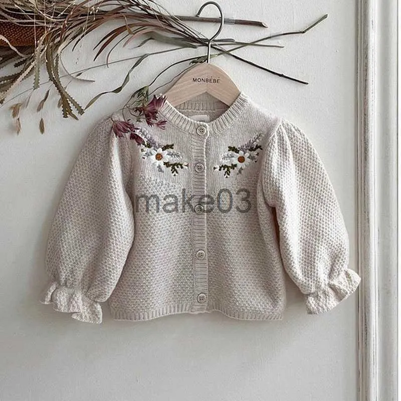 Cardigan 2023 Outono Inverno Roupas Crianças Menino Casaco De Malha Casual Bebê Tricô Cardigan Flor Suéter Criança Menina Algodão Tops Casaco J230801