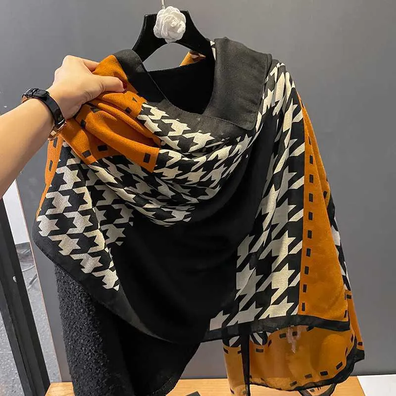 Foulards Femmes Coton Sentiment Écharpe Plaid Foulard Hijab Pashmina Châle Wrap Designer Mode Bandeaux pour Dames Bufanda Echarpe Stole Y23