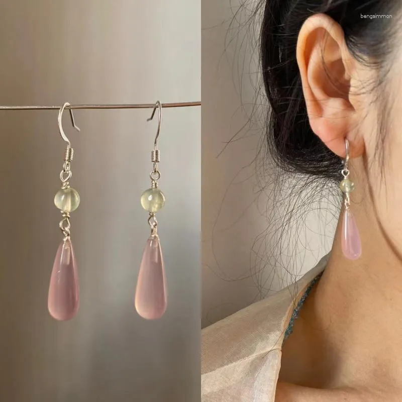 Dangle Earrings Chinese Style Imitation Jade Drop 2023 Retro Temperament Crystal Female Long Jewelry Wholesale