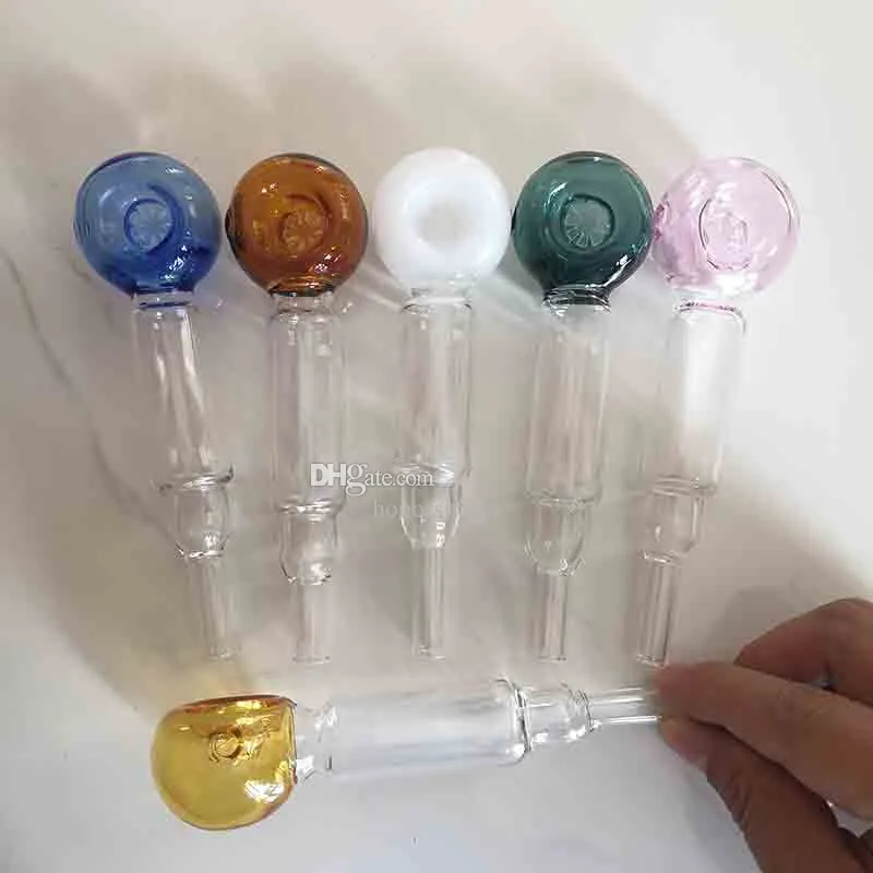 Ultimi colori Pyrex Glass Fumo di tabacco Pipa da 14 cm Lunghezza One Hitter Filtri per sigarette Bruciatori di olio a base di erbe Tubi Ciotola Bocchino Accessori per utensili