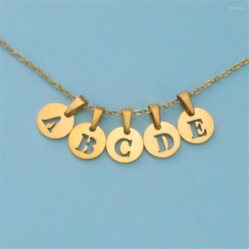 Pendentif Colliers Mode Initiale Lettre Nom Collier Or Couleur En Acier Inoxydable Petit Alphabet Pour Femmes Bijoux Goutte