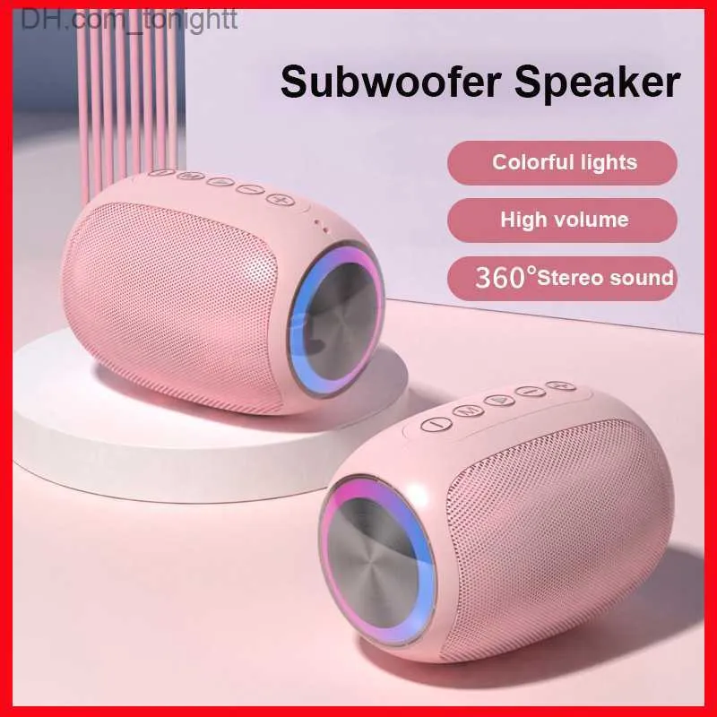 Portabla högtalare Pink Bluetooth -högtalare Portabel Bluetooth -högtalarbox utomhushögtalare Vattentät 10W BASS Support TF Card FM RA Z230801