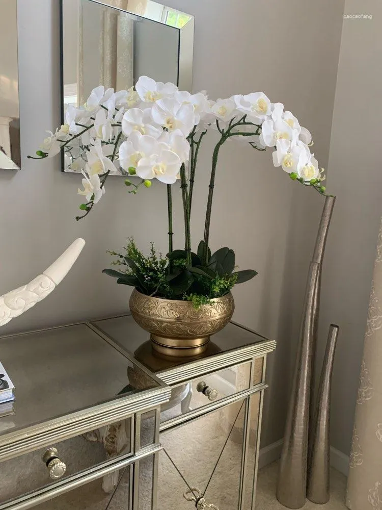Flores decorativas 1 conjunto de orquídeas de alto grau Arranjo Latex Silício Real Touch Big Size Tabela de luxo Flor Home El Decor sem vaso
