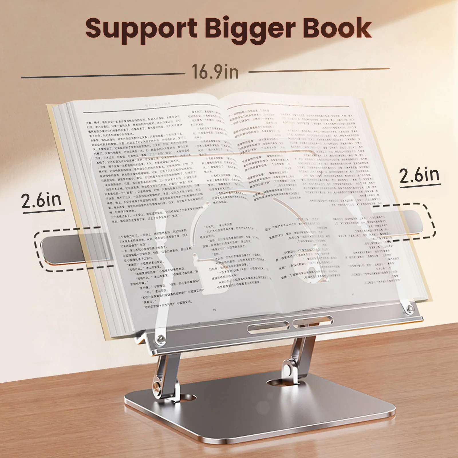 Adjustable Aluminum Book Stand Multi Heights Angles Cookbook Bracket Desk  Reading Holder for Office Kitchen School Laptop Tablet