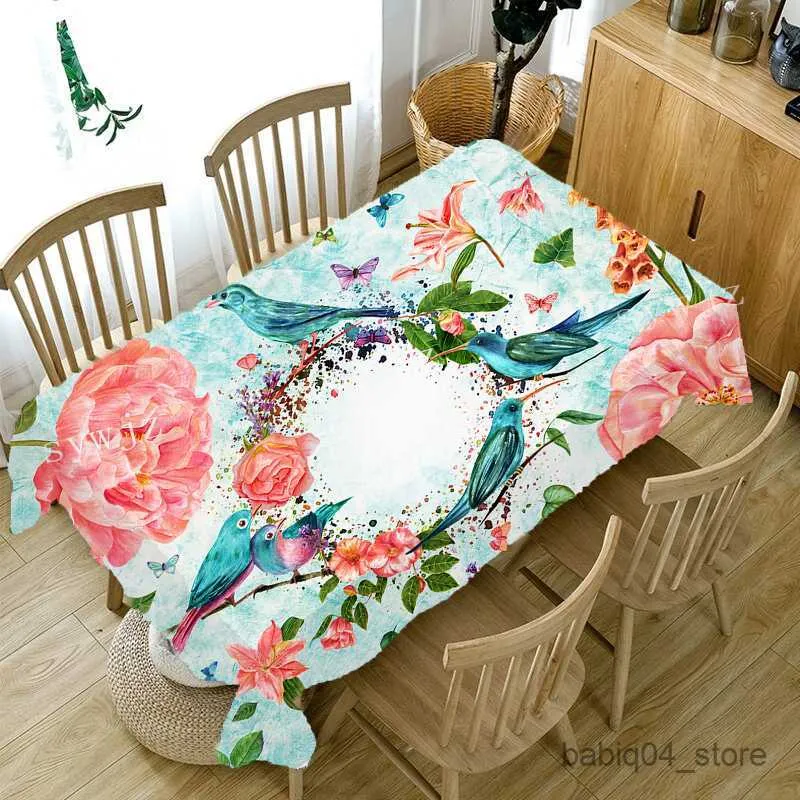 Tafeldoek Rustiek Tafelkleed Huisbloem Rechthoekige stof Slaapkamer Huis Keuken Retro drukkontofficing Anti-fouling Table met tafelkleed R230819