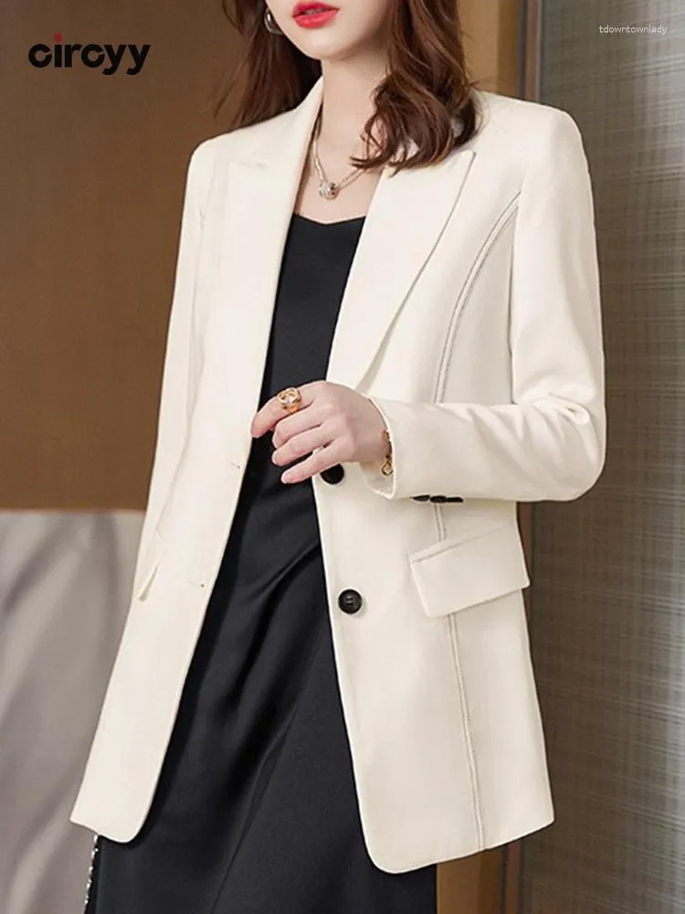 Damenanzüge Circyy Schwarze Blazer für Frauen 2023 Herbst Kerb Langarm Einreiher Designer Korean Fashion Büro Dame Blazer