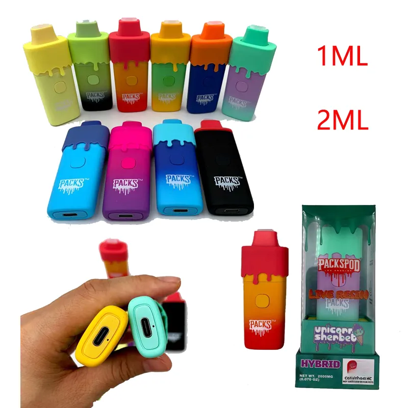 Packspod packs vape Disposable E-cigarettes 2 gram not pre filled 380mAh  Rechargeable Battery Vapes Pen