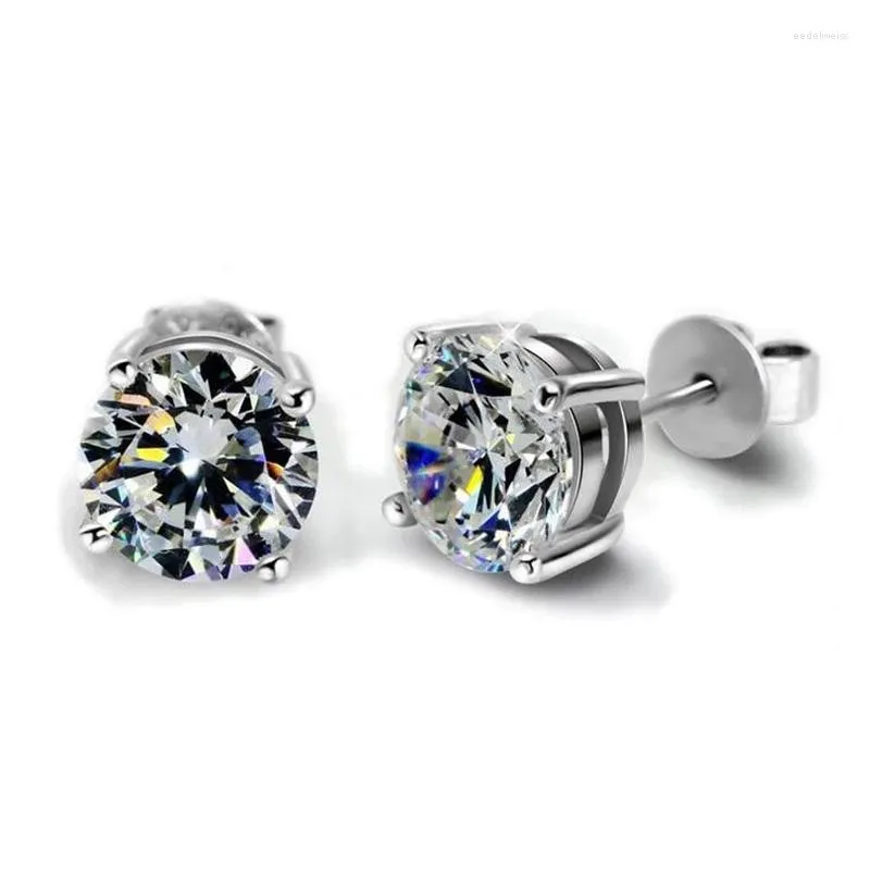 Boucles d'oreilles à tige Huitan rond zircon cubique cristal femmes/hommes vêtements quotidiens accessoires Simple polyvalent unisexe bijoux cadeau