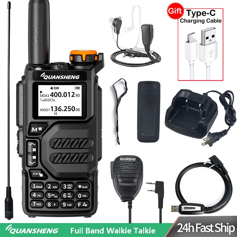 Walkie Talkie Quanssheng UV K5 5W Air Band Двухчастотный радио uhf vhf dtmf fm scrambler noaa беспроводная частотная копия Ham 230731