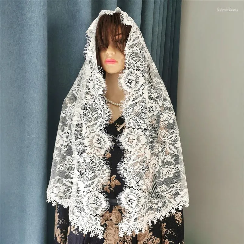 Velos De Novia Mantilla De Encaje Floral Suave De Marfil Para La Misa De La  Iglesia, Envolturas Para Cubrir La Cabeza De Las Mujeres Con Pinza Para El  Pelo, Larga Católica De