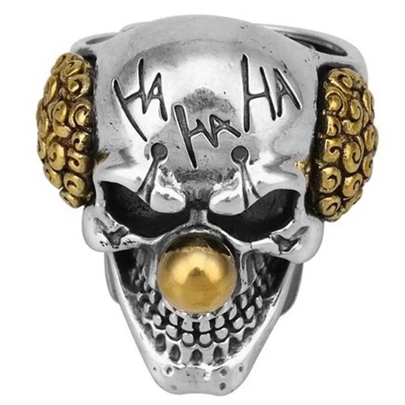 Mode Männer Schädel Ring Joker Gesicht mit Buchstaben Knuckle Legierung Vintage Mann Schmuck Lustige Clowns Party Geschenk