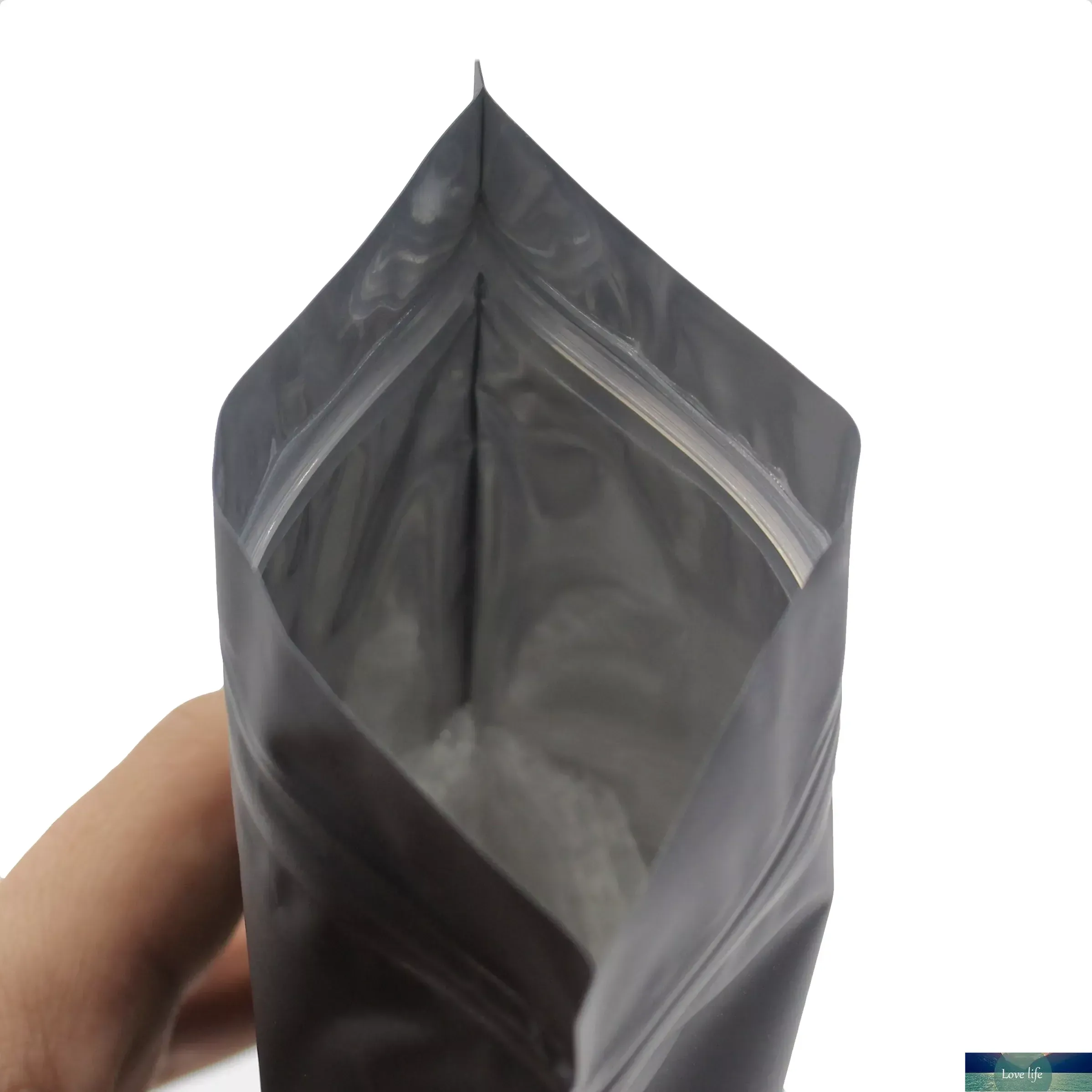 Sacchetti di plastica con chiusura lampo in alluminio piccolo nero opaco di qualità Sacchetti di plastica sigillabili a caldo in polvere a prova di odore