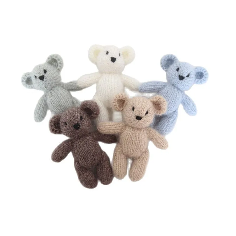 Andenken geboren Teddybär Spielzeug Pografie Requisiten stricken Angola Teddy Hase Baby Stuffer Tier Spielzeug Po Requisiten 230801
