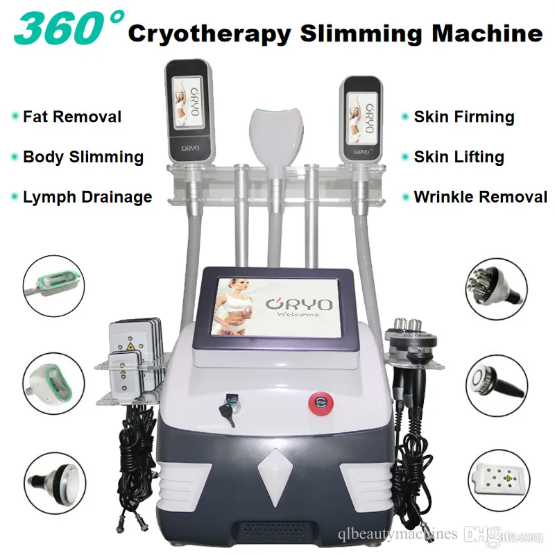 7 IN 1 Body Slimming Machine 360 Graden Cryo Vacuüm Therapie Vetbevriezing RF Huidverstrakking Cavitatie Lipo Laser Cellulitis Verwijdering Lichaamsvorm Schoonheid Apparatuur