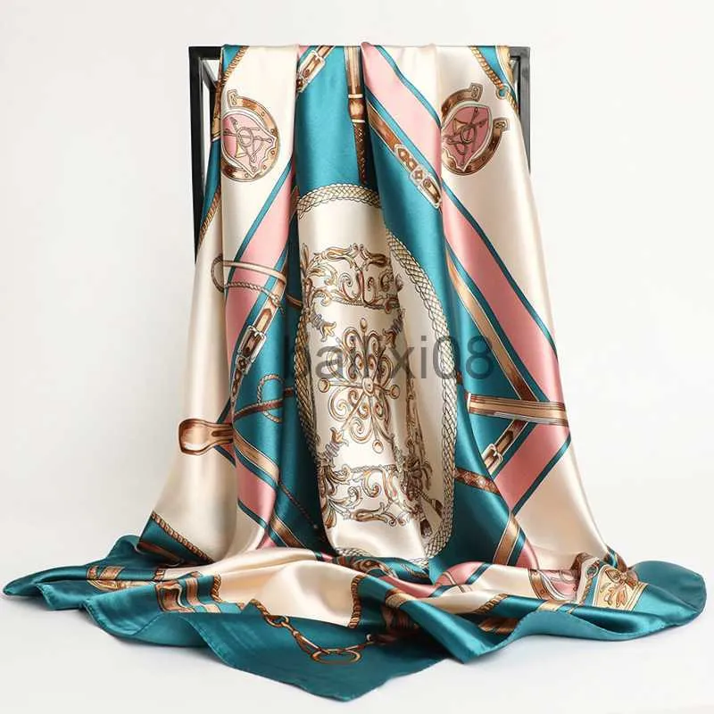 Foulards 90 * 90cm Foulards en Soie Femmes Foulard Tête Carrée Hijab Bureau Dame en Mousseline de Soie Châle Bandana Femme Wrap Silencieux Paréo Mode Douce J230801