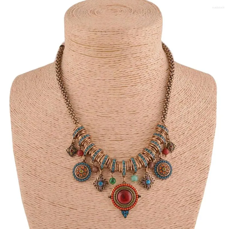 Pendant Necklaces Women Vintage Colorful Boho Crystal Necklace Bohemian Choker Collar Turkey Jewelry