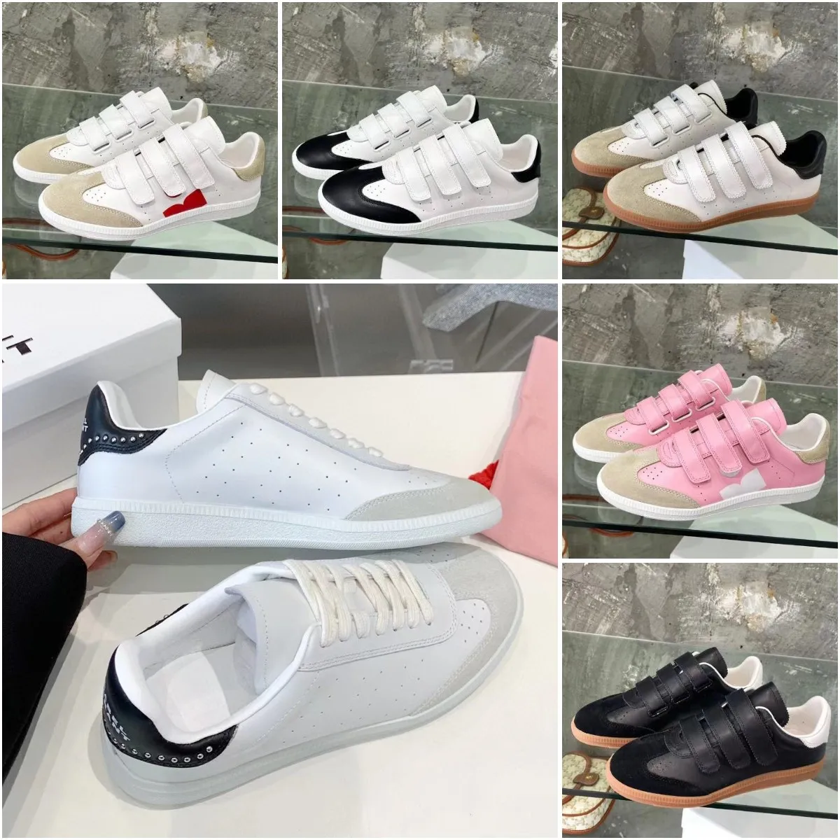 Designer Runway Shoes Donna Paris Sneakers Beth Grip-strap in pelle Low-top Beth Logo Bryce Leather Sneakers Moda Isabel Scarpe da ginnastica 34-40