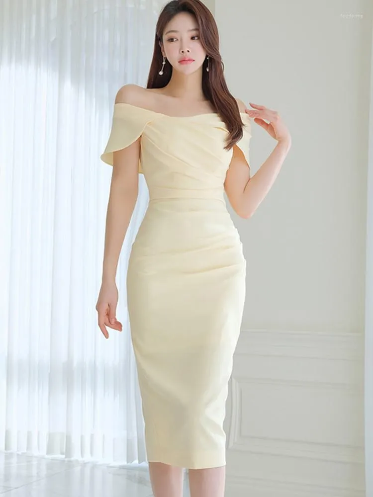 Sukienki imprezowe koreańskie eleganckie kobiety eleganckie sukienki eleganckie eleganckie solidne seksowne wyciszone szozie szczupły midi club plaż