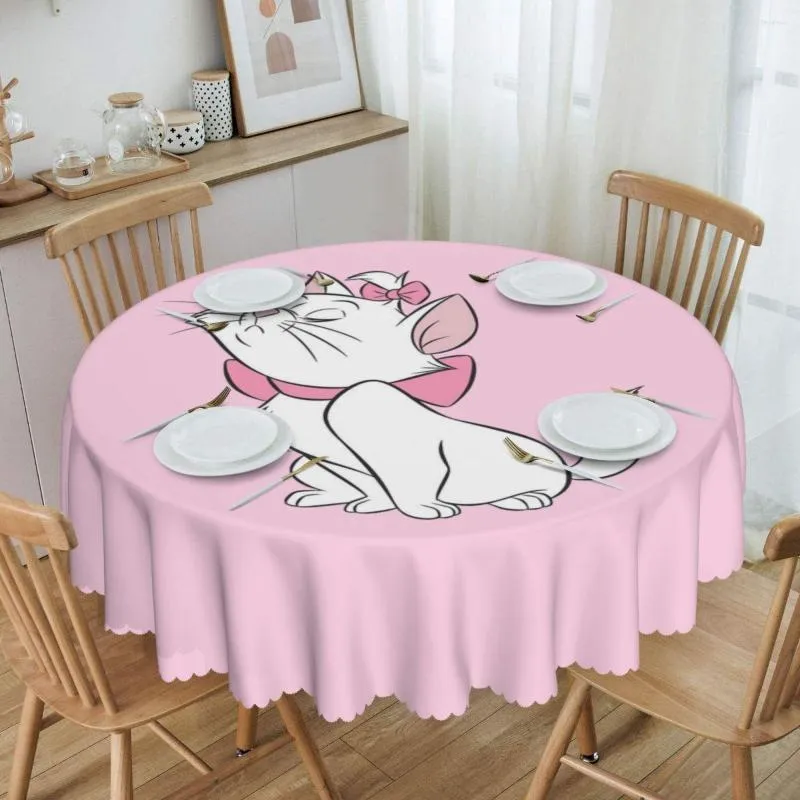 Nappe Ronde Chaton Maries Nappe Imperméable Mignonne Couverture De 60 Pouces Pour La Cuisine À Manger