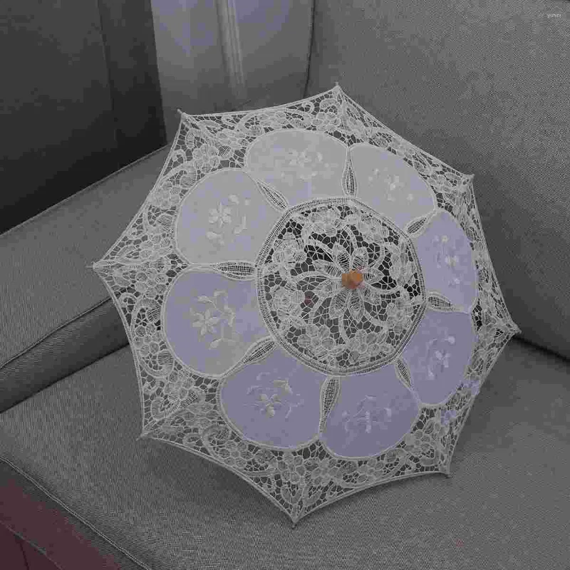 Umbrellas Lace Umbrella Handmade Cotton Craft Pography Prop Wedding Decor Diameter 60cm (White) Parasol