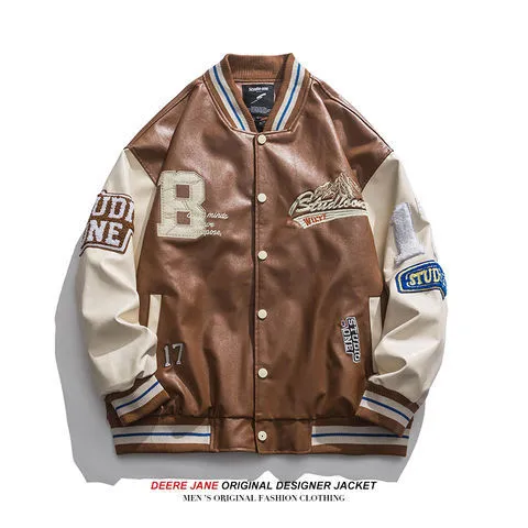 DHgate.com:Womens Leather Sleeve Varsity Bomber Jacket DHgate.com:Womens Leather Sleeve Varsity Bomber Jacket