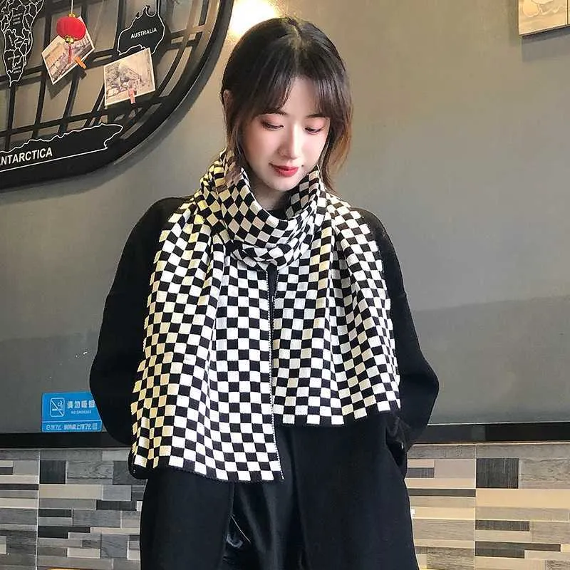 Halsdukar Fashion Spring Wool Scarf Women Luxury Plaid Shawl Ladies Casual Wrap Autumn Travel Dekorera halsdukar 160*20 cm Y23