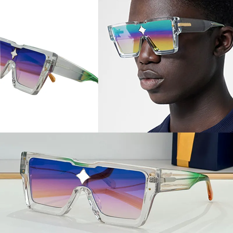 Cyclone Gradual Lenses Z1736 Designer Mens Sunglasses Z1547 1543 Acetate Thick Plate Reflective Crystal Decoration Classic Men's Glasses