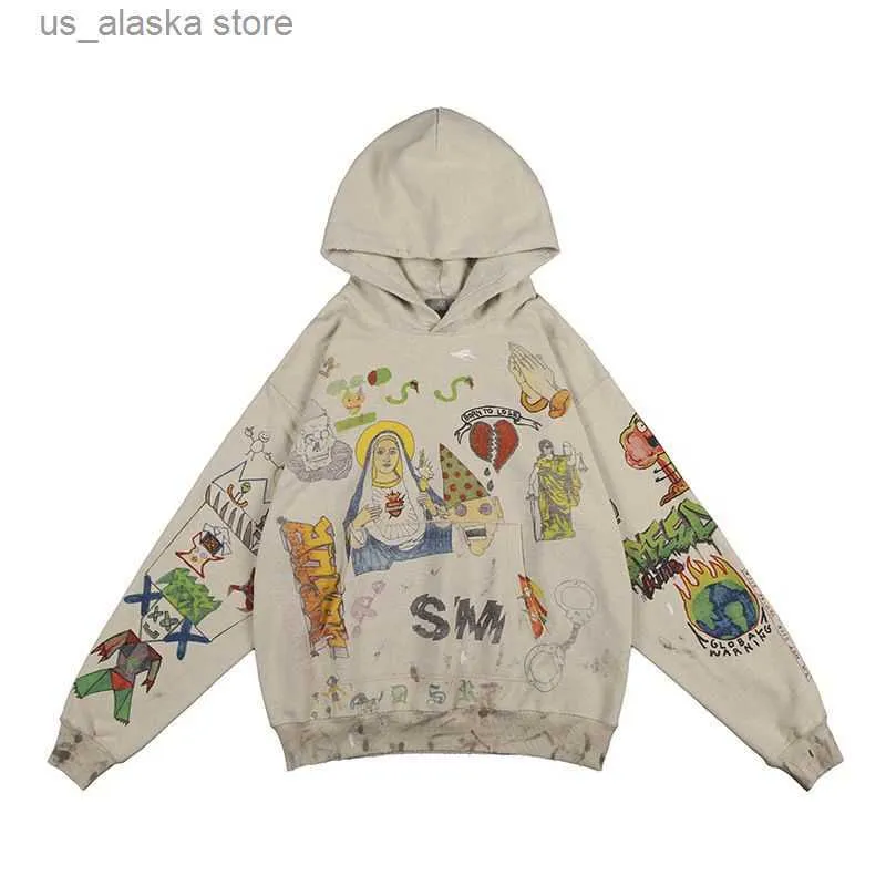 Fashion street solid shop color loose hoodie