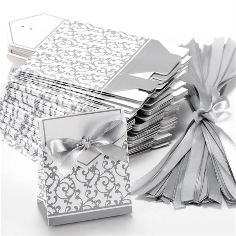 Band Hochzeit Süßigkeiten Papier Box Kreative Goldene Silber Band Hochzeit Gefälligkeiten Party Geschenk Süßigkeiten Papier Box 10 Stück Boxen Süßigkeiten favou261G