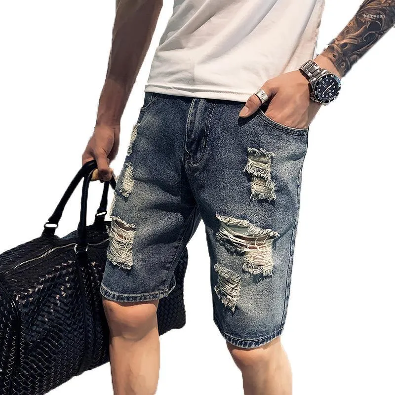 Herr jeans denim shorts 2023 sommar koreansk stil raka byxor trendiga varumärken avslappnad