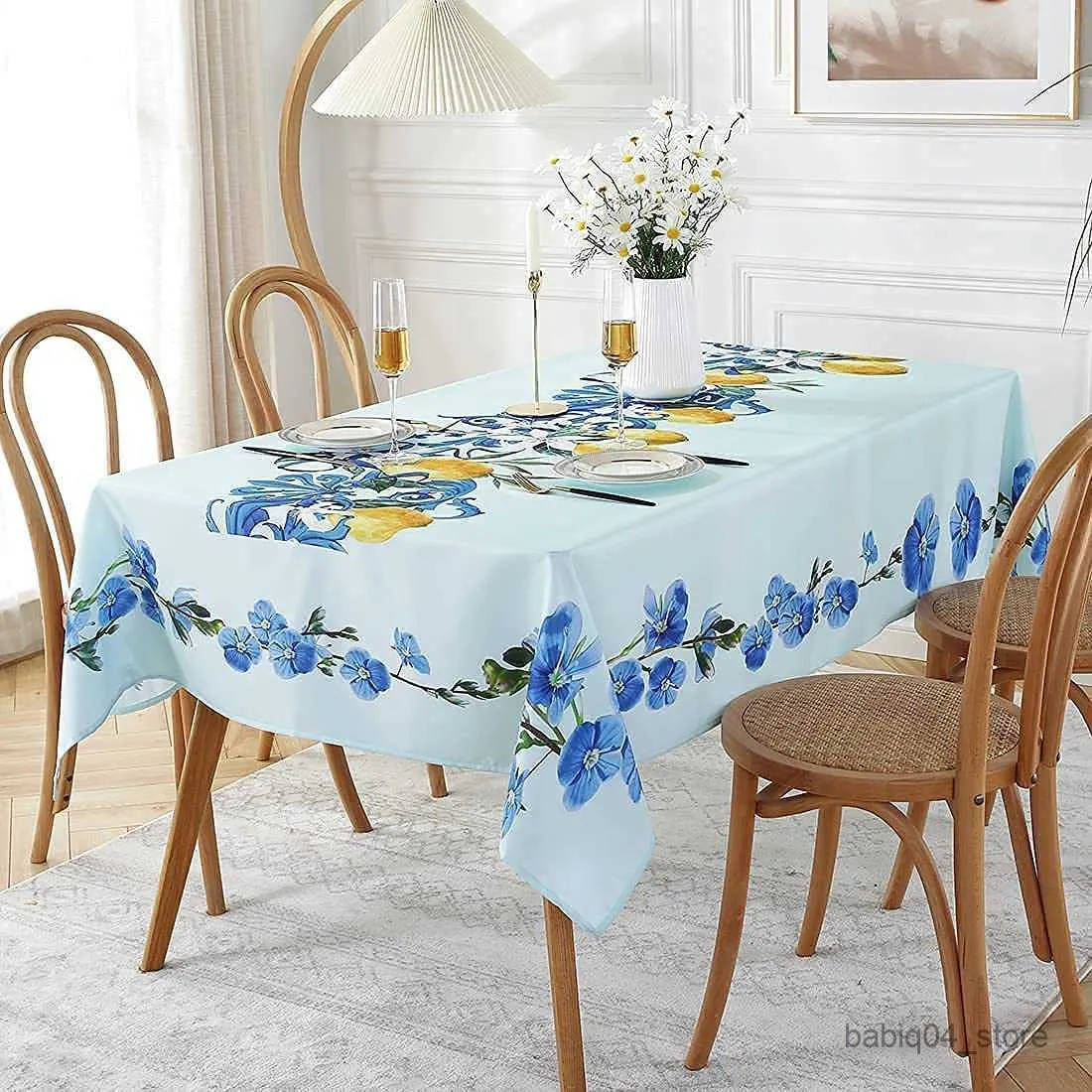Toalha de mesa retangular flor de limão decorativas toalhas de mesa para cozinha mesa festa decoração resistente toalhas de mesa laváveis e reutilizáveis r230801