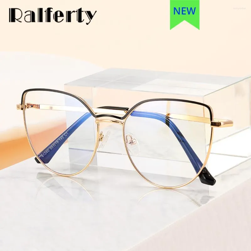 Солнцезащитные очки Ralferty Women Glasses Cat Eye Metal рамка Anti Blue Light Eyeglass Женская оптическая миопия 0 Diopter 2023