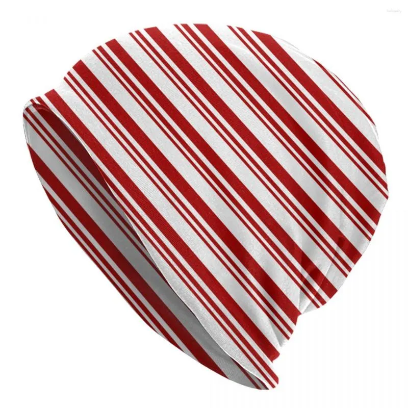 Berets Christmas Candy Cane Stripes Bonnet Hats Fashion Outdoor Skullies Beanies Hat For Men Women Knitting Thermal Elastic Caps