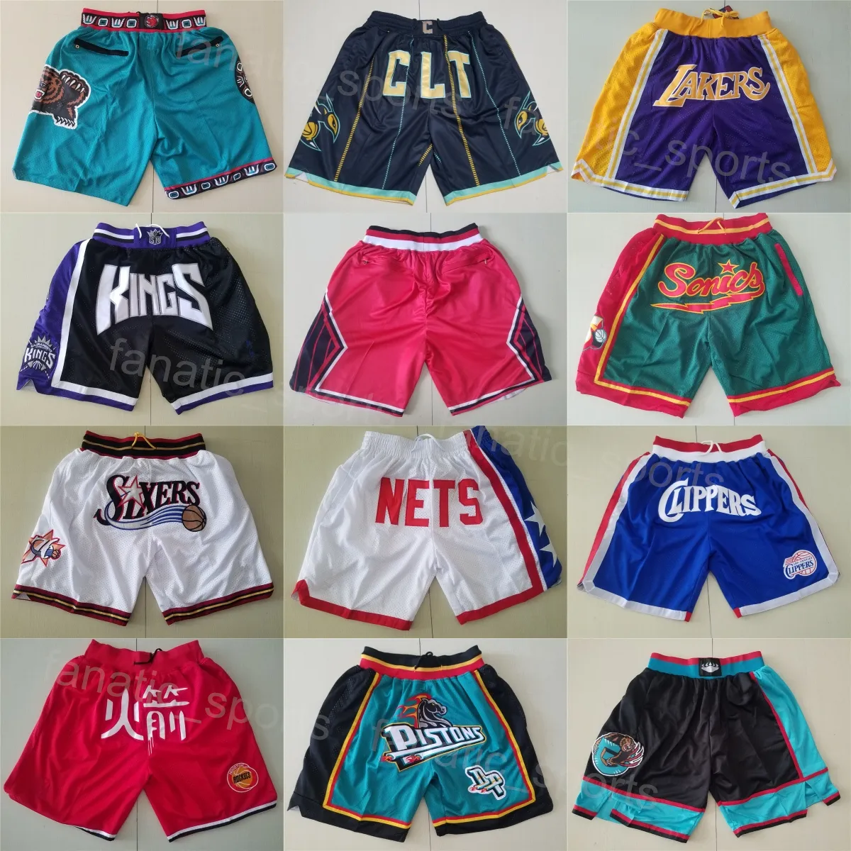 Män bara Don Basketball Pant Team Elastic midja Shorts Zipper Fly Pocket Wear Sweatpants Drawstring Running Solid Zip Up Short Sewing Brice Sensabaugh Bones Hyland