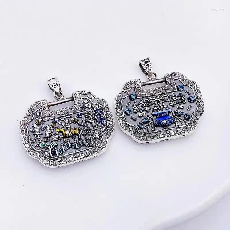 Pendant Necklaces SR Burn Blue Long Life Lock Necklace Baby Girl Safety Sweater Chain Vintage Adult