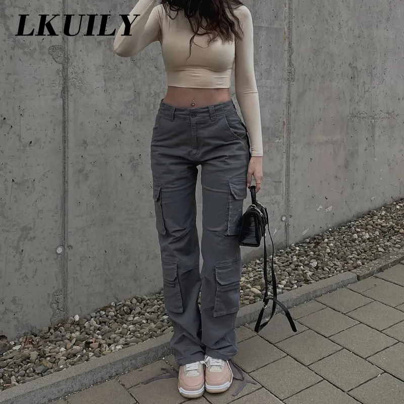 Women's Pants Capris Vintage Overalls Cargo Pants Baggy Jeans Women Fashion 90s Streetwear Pockets Wide Leg High Waist Straight Y2k Denim Trousers 230731