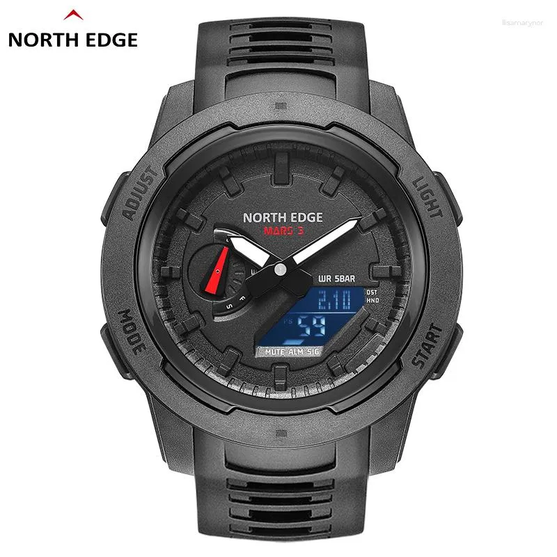 Horloges NORTH EDGE Mars3 heren digitaal horloge heren sporthorloge dual-time stappenteller wekker waterdicht 50M aftellen militair