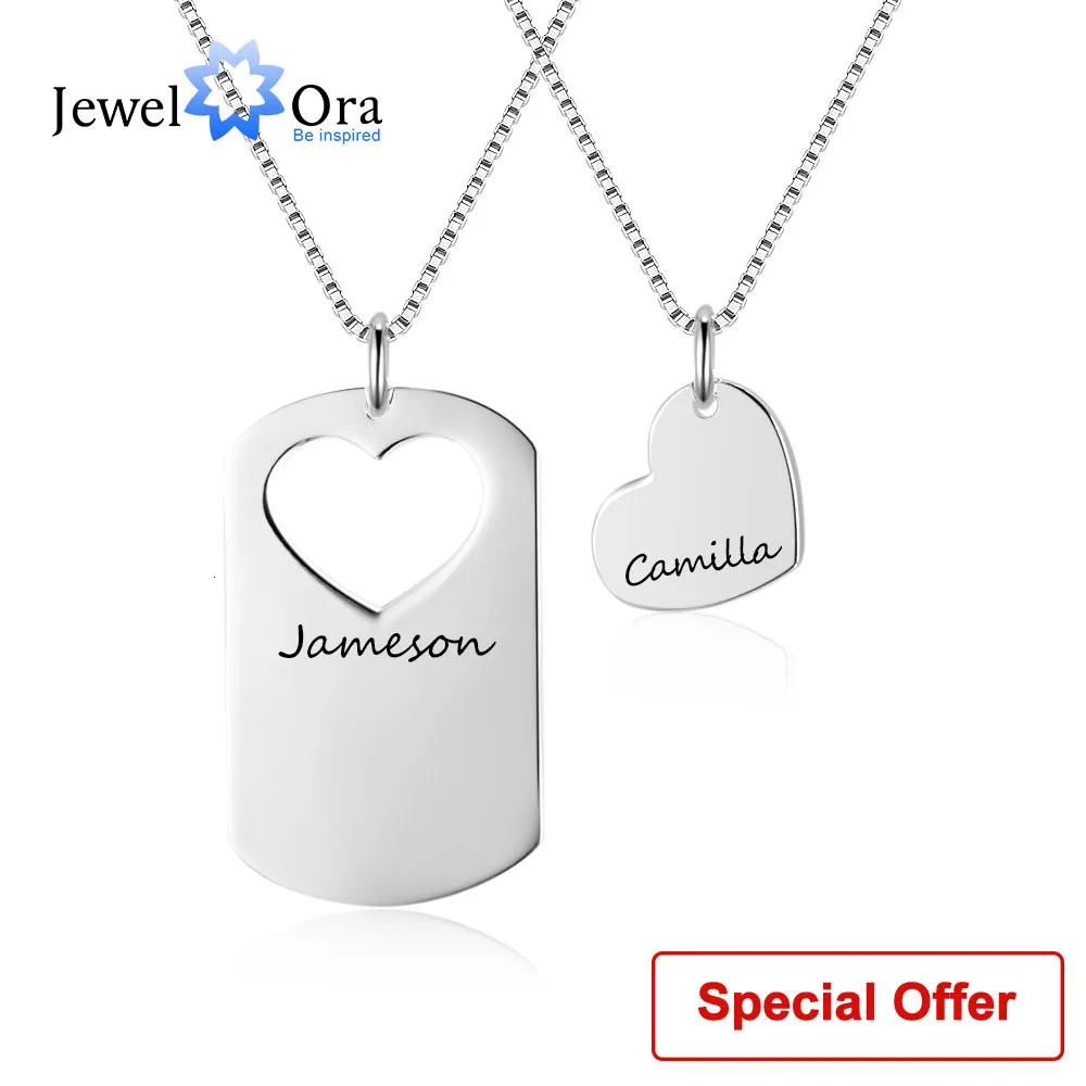 Pendant Necklaces 2 PcsSet Personalized Name Couple Necklace Sets Customized Engraving Friendship BFF Pendants NE102388 230731