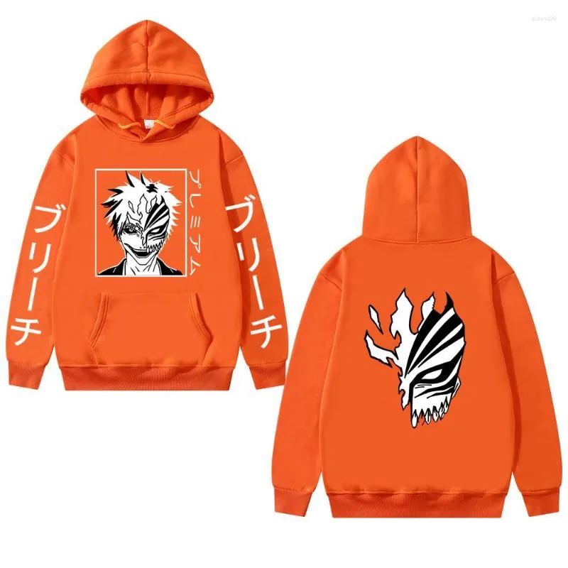 Felpe con cappuccio da uomo Anime Bleach Kurosaki Ichigo Felpa con cappuccio Ragazzo / ragazza Felpe Streetwear Uomo Donna Casual Pullover Abbigliamento