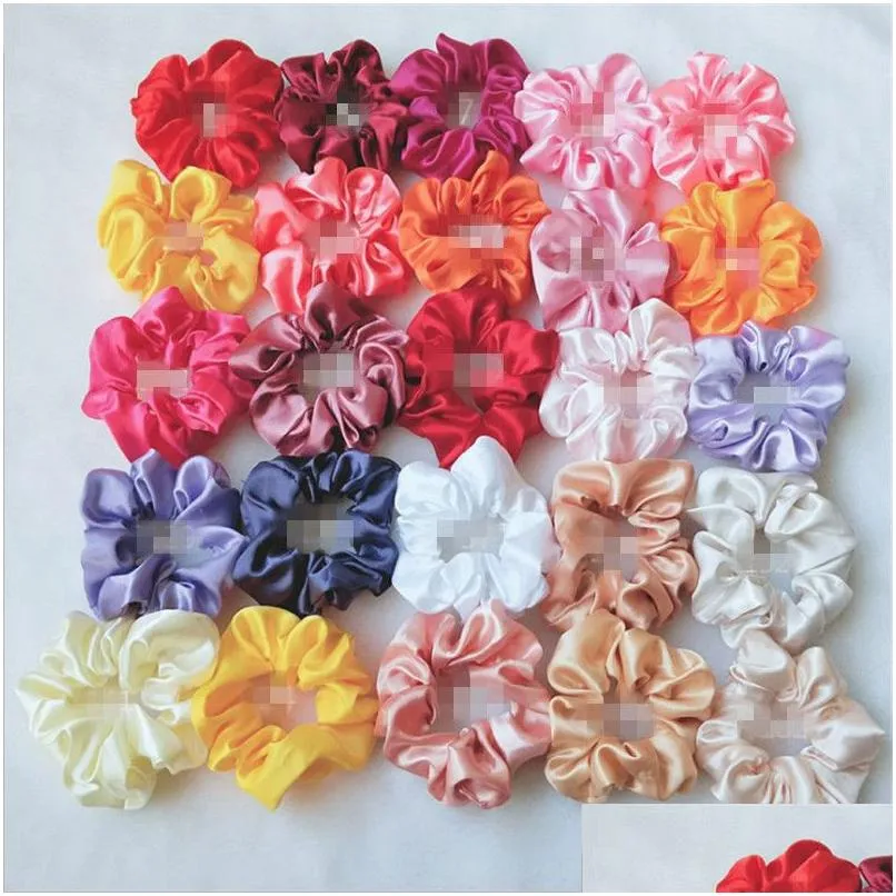 Haarschmuck Frauen Seide Scrunchie Elastic Handmade Mticolor Band Pferdeschwanzhalter Stirnband Epacket 70 Farben Drop Lieferung Baby K DHPWC