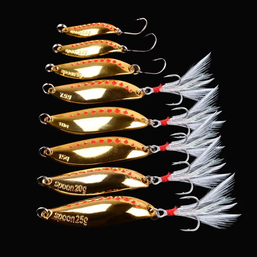 10 Leurres Spinner Pour Pêche - Cuillères Tournantes Métal - Pour Bar Et Carnassiers - Doré - 6.3 Cm