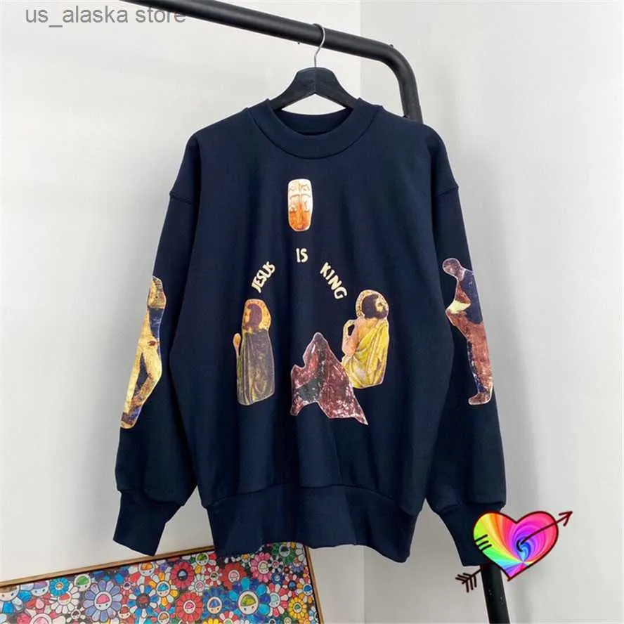Save Big on Bulk Sweatshirt Jesus Jesus Is King Hoodies Sweatshirts Men's  Ink Image 2024 Hip Hop Ye Crewneck Foam Print Long Sleeve Best Deals on 
