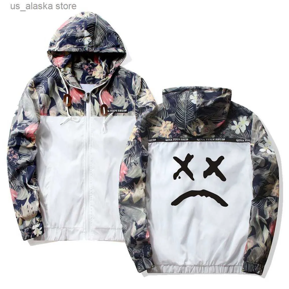 Men's Hoodies Sweatshirts Lil Peep Sad print Hooded Jackets Windbreaker Men Jackets Coats Sweatshirt Men Hip Hop Zipper Lightweight Jacket Bomber clothing T230731